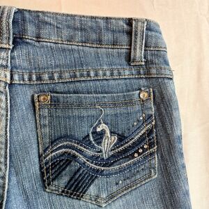 Baby Phat Girlz Jeans Girls Size 10 Blue Denim Embroidered Rhinestone Y2K Style